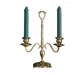Candle Holders European-Style Classical Imported Brass Household Dining Table Mild Luxury Retro Double-Headed Candlestick Decoration