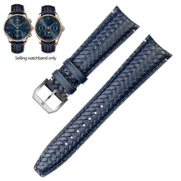 IWC Portuaiese Pilot Series Blue Weave Cowleather WatchBand 22mmの本革のメンズウォッチストラップ