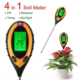 PH Meters Professional 4 in 1 LCD Temperature Sunlight Moisture PH Garden Soil Tester Analysis Acidity Alkali 40%Off 230809