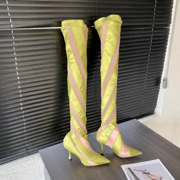 Designer australia Boots Classic Fashion Black Yellow Knee High Boot Knight Western Cowboy Women Long Winter Shoes Pointed over the knee streak Candy color Shoe