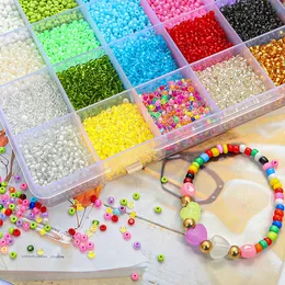 アクリルプラスチックルーサイト20000pcs 2mmガラスシードビーズキットカラフルな宝石用の小さな小さなビーズDIYブレスレットイヤリングネックレスジュエリービーズ