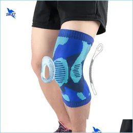 منصات الركبة الكوع 1 زوج زنبرك الدعم Sile Pad Compression Guard Stretch Stretch Kneepad Brace Gym Basketball Sport D DHVMC