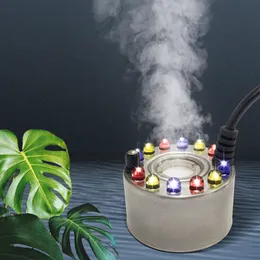 수족관 12 LED Atomizer 다채로운 가벼운 초음파 미생물 제작자 수 분수 연못 조경 Fogger Air Humidifier 230810