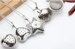 Simple Stainless Steel Tea Strainer Tea Spoon Seasoning Infuser Star Shell Oval Round Heart Shape Strainer Teaware