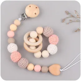 1-2pcs New Baby Pacifier Clips Teethers Bracelet Babies Chain Cute Big Crochet Color Wool Ball Newborn Dummy Nipples Holder Clip