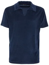 Män polo t skjortor sommar loro piana ny stil kläder casual polos skjorta kort ärm tshirt mörkblå