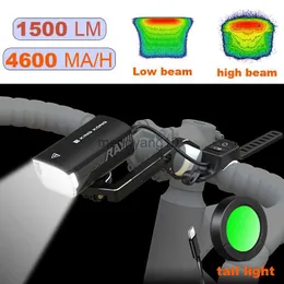 Światła rowerowe 4600 mA Bike przednie światło USB Lampa LED High/Low Belain Rowlight Reflight MTB Cycling Lampa Wodoodporna latarnia Akcesoria HKD230810