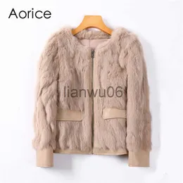 Женские куртки Aorice Real Rabbit Murce Poat Jacket 2023 INS New Winter Lady Женщина REX Rabbit Fur Coats Parka Jackets Z20029 J230810