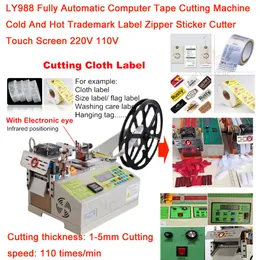 LY988 Fully Automatic Computer Tape Cutting Machine Cold And Hot Trademark Label Zipper Sticker Cutter Touch Screen 220V 110V