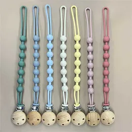 Baby Pacifier Clips Chain Silicone Pärlor gratis Dummy Clip Anti-Drop Chain Nipple Holder Soother Baby Toy Chew Gift