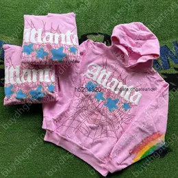 53NQ män och kvinnors hoodies tröjor tröjor Sweatpants Fashion Märke SP5DER 55555 Atlanta Pink High Quality Young Thug Spider Web Star Letter Pullover