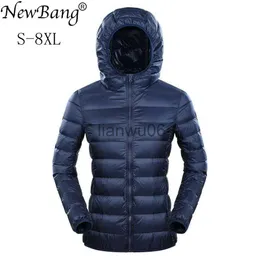 여자 재킷 Newbang 7xL 8xL 플러스 크기 다운 재킷 여성 후드 초 알 다운 재킷 여성 플러스 깃털 겨울 얇은 따뜻한 바람개비 코트 J230810