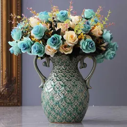 American Ceramic Vase Lar Room Desktop Flower Flower Dissement Creative European Style Alpende Gabinete decorativo de TV HKD230823