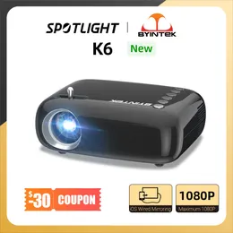 Projektory Byintek K6 Mini Projector Portable Home Theatre LCD Projektor Full HD 720p 1080p film wideo duży ekran Projektor 230809