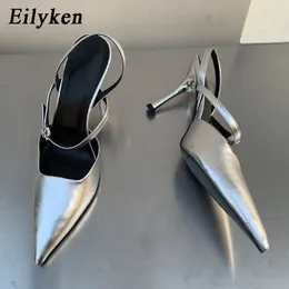 فستان حذاء Eilyken Spring Women Women Slingback Shoes Fashion Strap Buckle Strap Elegant Snadal Low Thin Theels Cheels Pumps Zapatos 230809