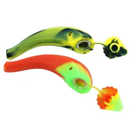 Latest Colorful Silicone Shell Style Pipes Glass Nineholes Filter Screen Cover Bowl Portable Removable Herb Tobacco Cigarette Holder Hand Smoking Handpipes