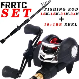 Rod Reel Combo Fishing Set Telescopic with 19 1BB Baitcasting for Freshwater or Saltwater Outdoor Travel 230809