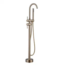 Mässing BathTub Floor Stand Faucet Tap Borsted Gold Mixer TAPS 360 Rotation Pip With Handshower Bath Shower Set Black