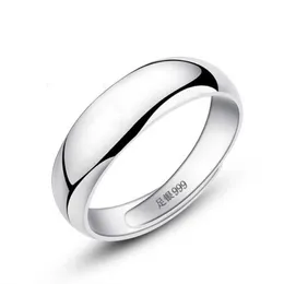 Band Rings Unibabe Real Sterling Silver Round Open Ring Men Women Bright Silver Ring Male Pure Silver Simple Open Ring Jewelry Gift