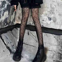 Socks Hosiery Black Gothic Pantyhose G Sexy Fish Web Black Silk Spider Web Hollow Socks Summer Thin Pattern Bottom Tight Pantyhose Z230810