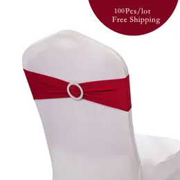 100pc Lot Wedding Chair Zespół Bow Spandex Lycra Wedding Chair Cover Zespoły z klamry bankietowej Dekoracja ślubna 309L