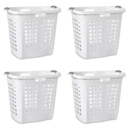 Förvaringskorgar Sterilite Easy Carry Plastic Laundry Hamper White Set of 4 Dirty Clothing Basket Folding Tvättväska 230810