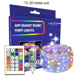 LED -remsa lampor Phantom Light String Waterproof RGB LED Strip 5050 SMD LED Smart Rope Lights App Controlled