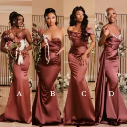 Off Shoulder Mermaid Bridesmaid Dresses 2023 African Wedding Guest Party Gowns Black Women Evening Dress Plus Size Maid of honor robes de soiree