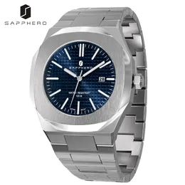 Relógios de pulso SAPPHERO Luxury Mens Watch 100M à prova d'água aço inoxidável quartzo data relógio casual negócios estilo relógio de pulso para homens 230809