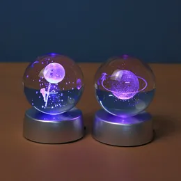 Prisms Star Galaxy Series Crystal Ball Luminous 3D In-Carved Glass Ball Decoration Birthday Present Night Light Decoration 230809