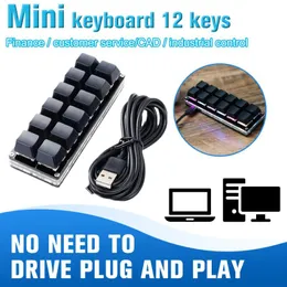 new 12 keys usb macro programming mechanical keyboard customized diy rgb backlight gaming mini custom keypad