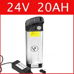 24 V 20AH Srebrny akumulator litowy bateria rowerowa Samsung Elektryczna bateria rowerowa 29,4 V litowo-jonowa 24 V bateria e-rowerowa bezpłatna cła