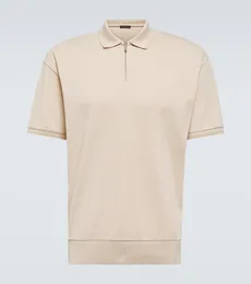 Män polo t skjortor sommar loro piana casual polos skjorta kort ärm t -shirt blixtlås