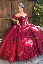 Mexikanische rosa Quinceanera-Kleider mit Rüschenschichten, elegant, schulterfrei, Korsett-Rücken, Sweet-16-Kleid, Robe de Prom, Abendkleider