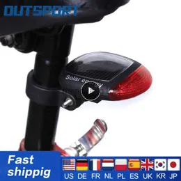 Bike Lights Solar Bicycle Tail Light Riding Warning Lamp Mountain Bike Riding Environmental Safety Warning Light Cycling Equipment HKD230810