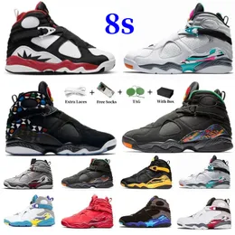 Med Box Jumpman 8 VII 8S Paprika Men basketskor Taxi Multi-färg Reflekterande Quai 54 Raid Three Peat Aqua Chrome South Beach Mens Sports Sneakers Valentine's Day