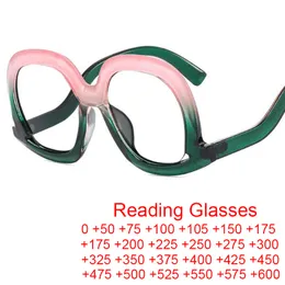 Станки для чтения мода уникальные овальные голубые блокирующие очки рамки женщины большие красочные градиентные очки роскошные дизайнерские очки 230809
