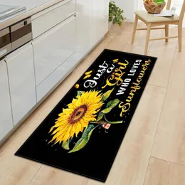 Carpets 3D Sunflower Kitchen Rug Anti-slip Long Strip Living Room Carpet Soft Bedroom Hallway Doorway Floor Mat Home Decor