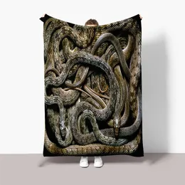 Blankets 3D Realistic Scary Dense Snake Nest Blanket Soft Fluffy Flannel Wild Reptile Serpent Printing Sofa Bed Throw Blankets Bedspread 230809