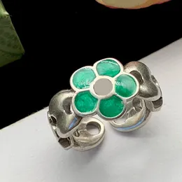 Vintage Jadeite Sunflower Ring Ladies Gorgeous Classic 925 Silver Copper Ring Retro mässing Chic Charm Luxury Classy Jewelry