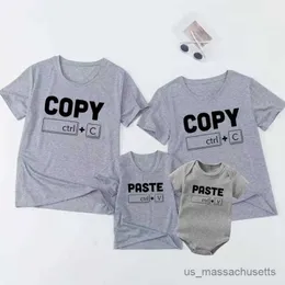 Family Matching Outfits Copy Paste Funny Family Matching Outfits Clothes Short Sleeve Cotton Father Mother Daughter Son Family Look Tshirts Baby Rompers R230810