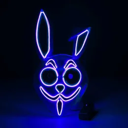 LED GLOW FERANK LONG折りたたみ耳ウサギグローマスクアニメCOSプロップ猫フェイスフォックスハロウィーンHKD230810