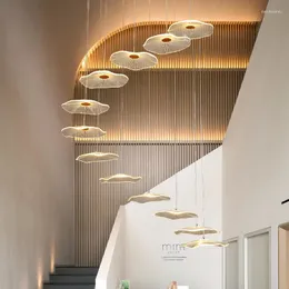 Chandeliers Chandelier For Rotating Stair Modern LED Hanging Suspension Lamps In The Duplex Apartment El Villa Lobby Lights Luminaire