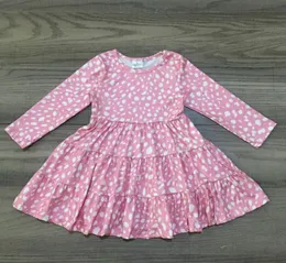 Family Matching Outfits Girlymax Winter Spring Parentage Clothe Baby Girls Mommy Me Pink Polka Dots Milk Silk Dress 230809