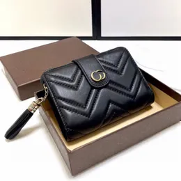 2023 short wallet purse designer wallet card holder woman mens wallets mini purses wave clutch bags Black Real Leather TOP