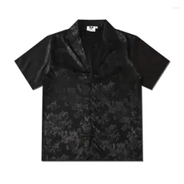 Men's Casual Shirts Fashion Men Oversized Vintage Flower Printed Shirt Summer Short Sleeve Beach Mens Black Camisa Hawaiana Hombre