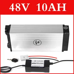 48V 10AH Lityum Pil Samsung E-bisiklet Pil Arka Raf Alüminyum Alaşım 500W 54.6V Lityum İyon Pil Paketi + Şarj Cihazı + BMS