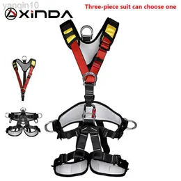 حماية الصخور Xinda Professional Rock Climbing Harnesses حزام أمان كامل للجسم مضاد للأسفل معدات الحماية من التروس القابلة للإزالة. 3 قطعة HKD230810