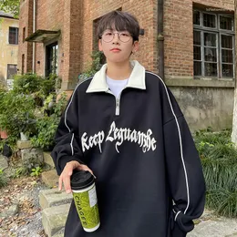 Herrtröjor Autumn Sweatshirts Hoodie Men 2023 Hong Kong Style Overdimased Hip Hop Bubble Printed Ananas Pullover Sweatshirt M-5XL