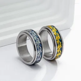 Anéis de cluster de fibra de carbono Dragon Spinner Ring para homens e mulheres giram livremente em aço de titânio vintage antiestresse Fidget jóias Anelli